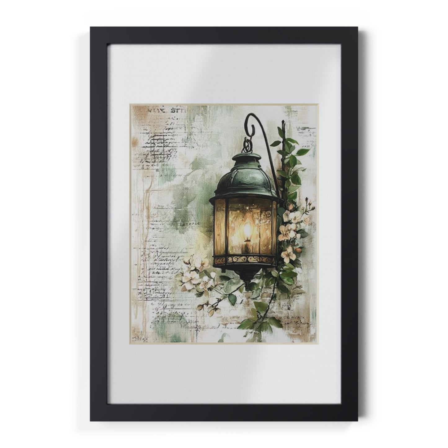 Chic Black Framed Poster, Lantern Art Print, Home Decor Wall Art, Modern Nature Artwork, Gift for Her, Living Room Decor
