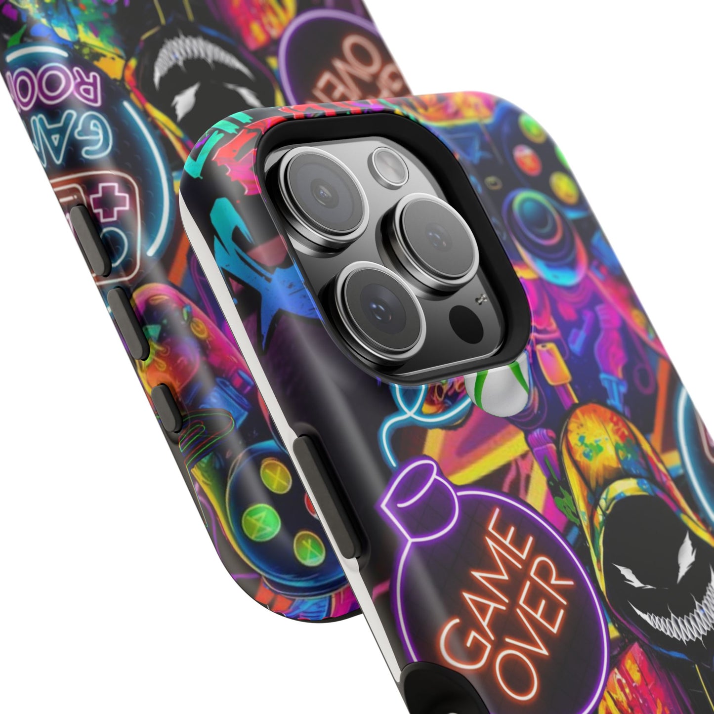 Vibrant Gaming Phone Case, Game Over Design, Impact-Resistant Case, Gamer Gift, Colorful Phone Accessory, Phone Protection