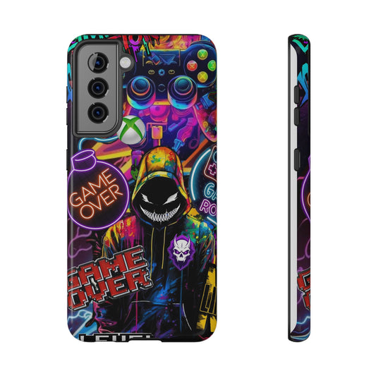 Vibrant Gaming Phone Case, Game Over Design, Impact-Resistant Case, Gamer Gift, Colorful Phone Accessory, Phone Protection
