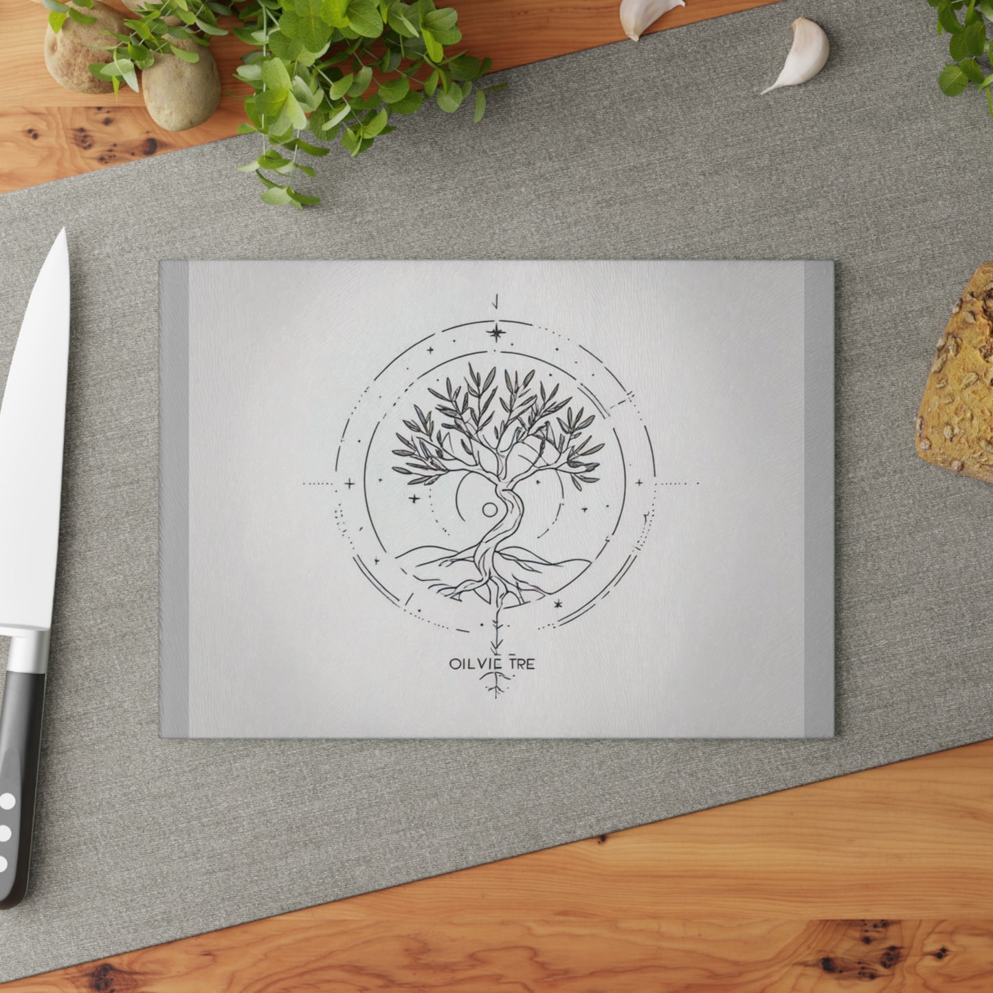 Elegant Glass Cutting Board with Tree of Life Design, Kitchen Decor, Wedding Gift, Housewarming Gift, Culinary Gift