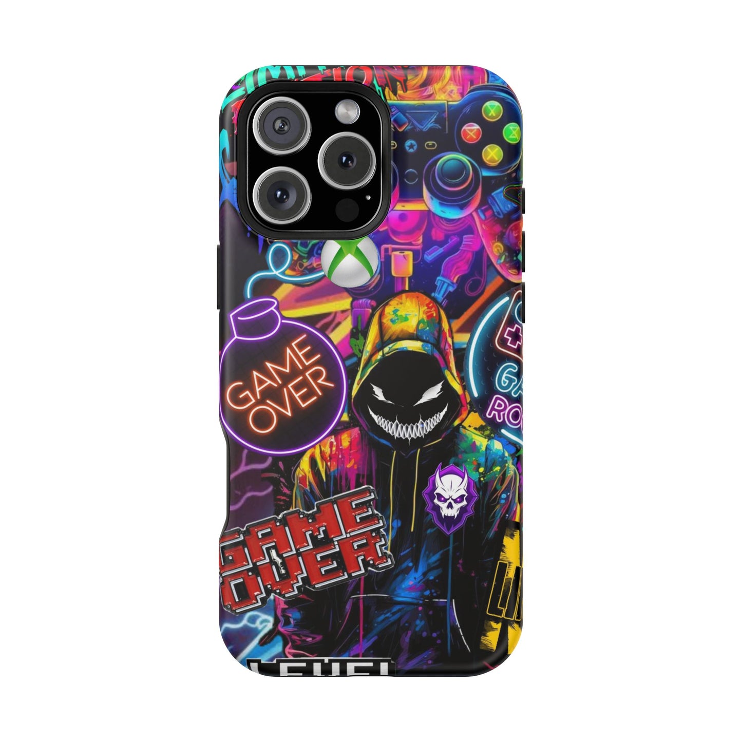 Vibrant Gaming Phone Case, Game Over Design, Impact-Resistant Case, Gamer Gift, Colorful Phone Accessory, Phone Protection