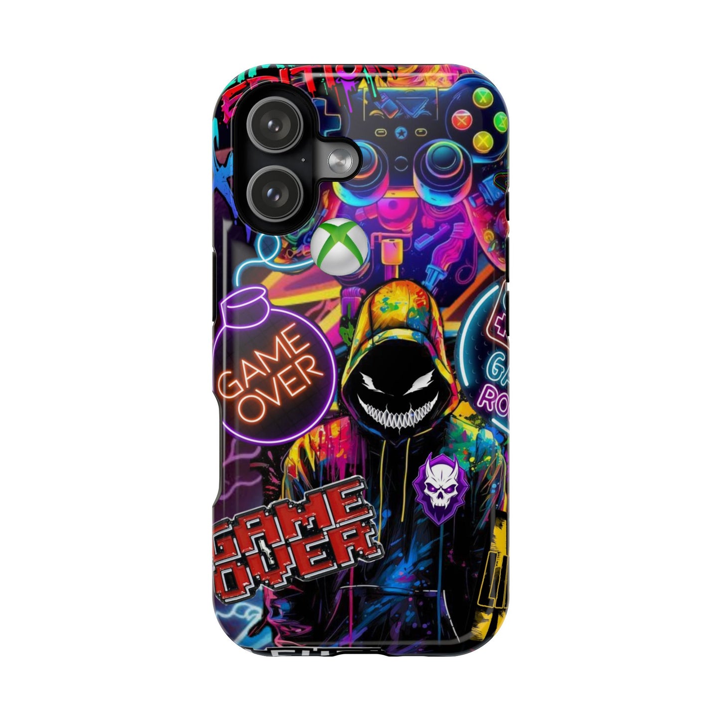 Vibrant Gaming Phone Case, Game Over Design, Impact-Resistant Case, Gamer Gift, Colorful Phone Accessory, Phone Protection