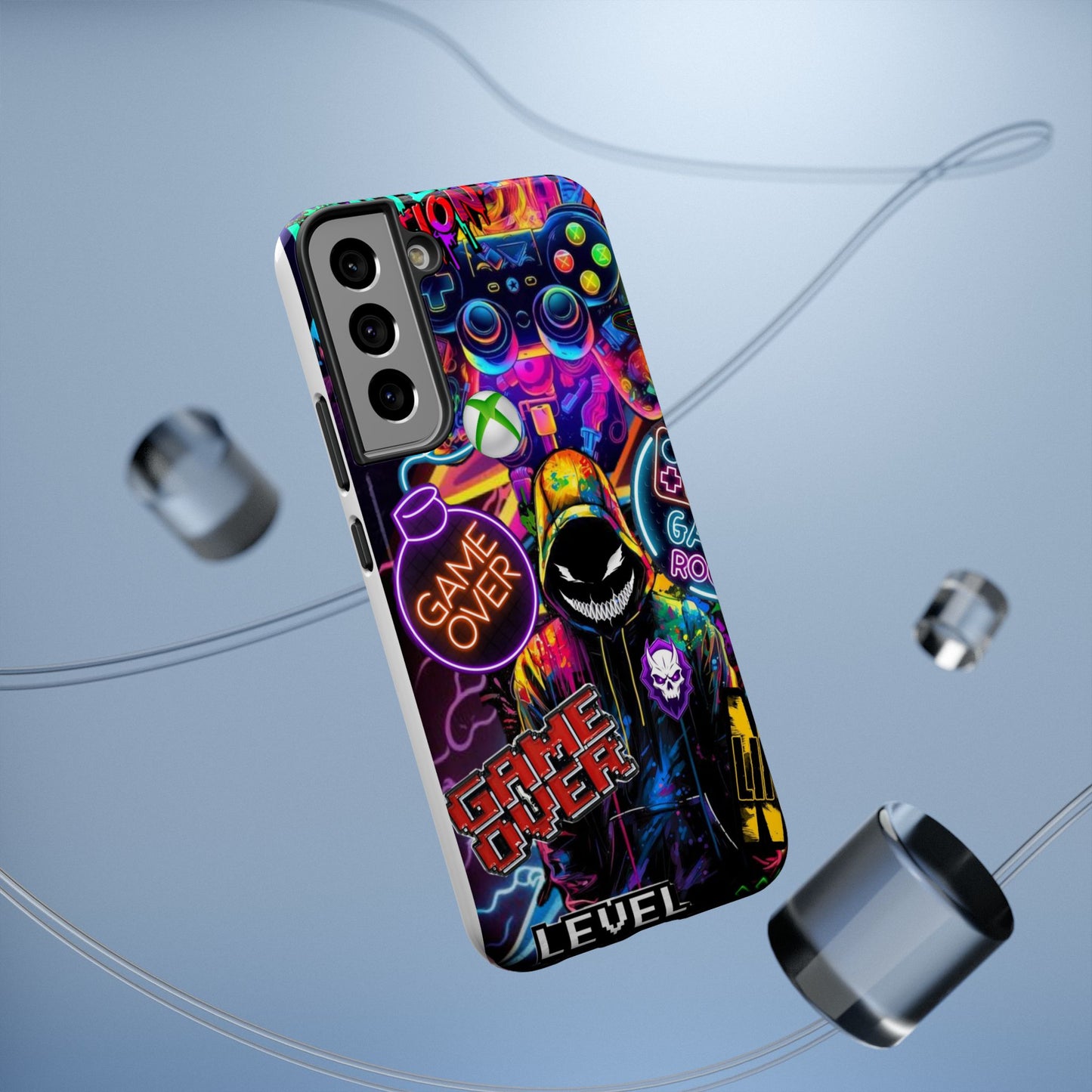 Vibrant Gaming Phone Case, Game Over Design, Impact-Resistant Case, Gamer Gift, Colorful Phone Accessory, Phone Protection