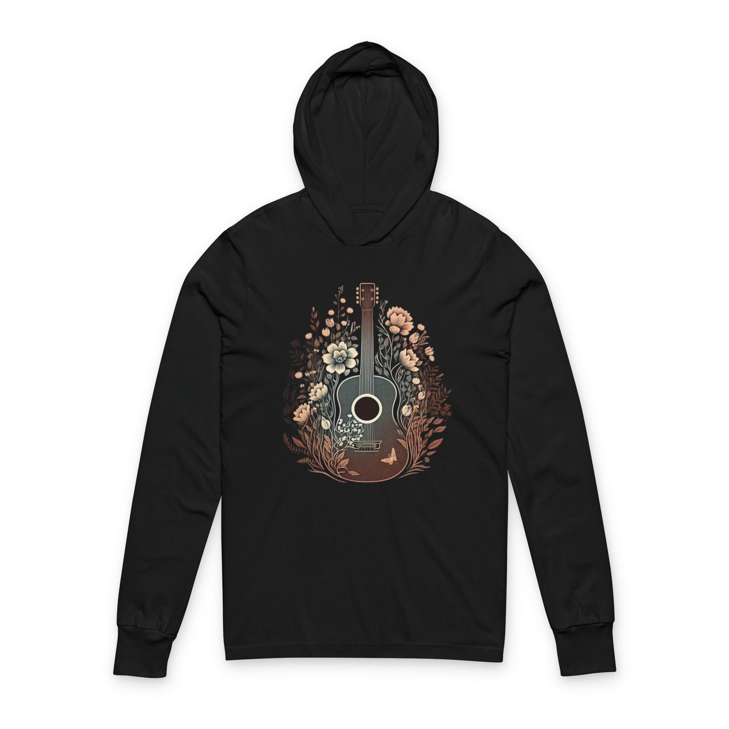 Bohemian Music & Nature Hoodie, Gifts for Musicians, Spring Fashion, Cozy Layering, Festival Wear, Guitar Lover