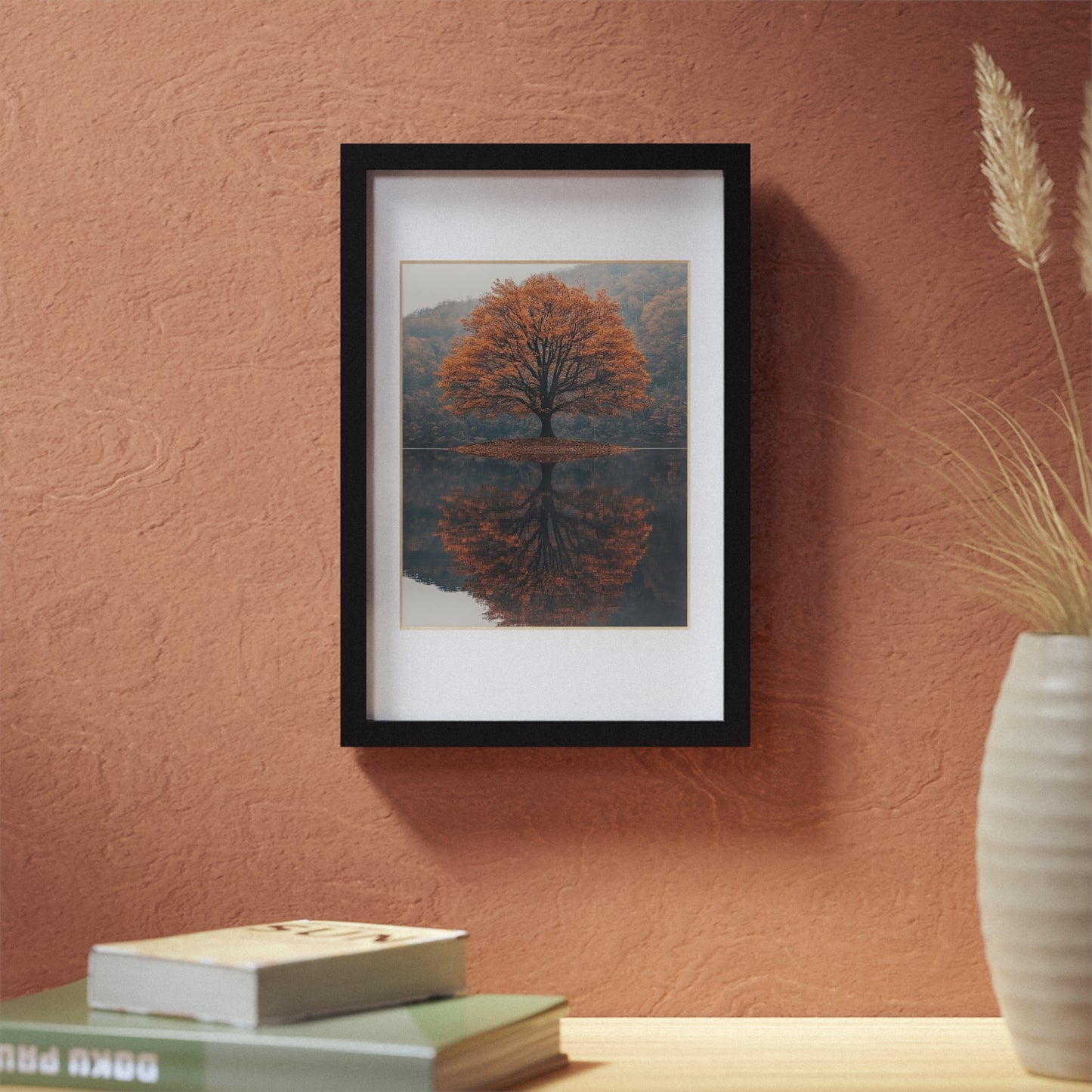 Elegant Black Framed Poster, Modern Wall Art, Home Decor, Autumn Tree Artwork, Gallery Style