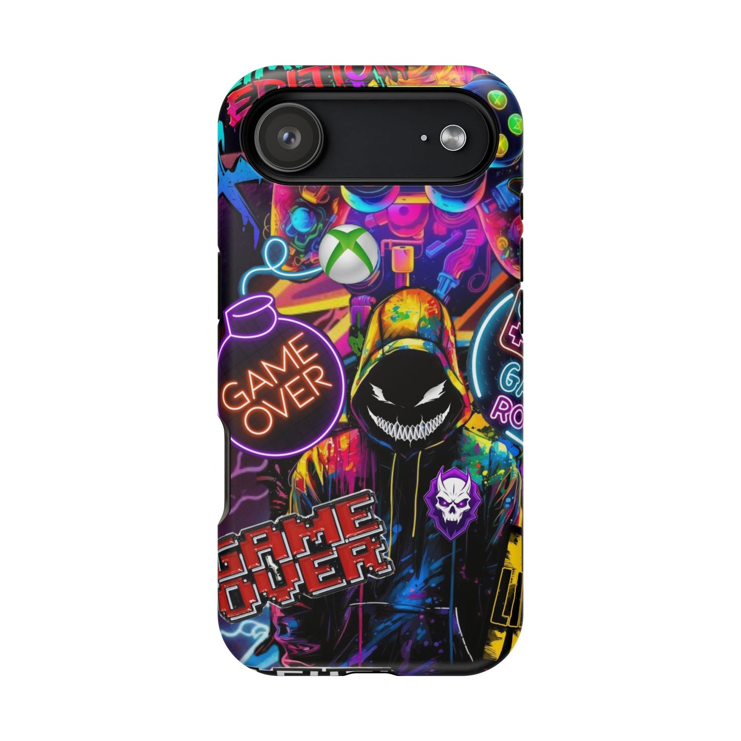 Vibrant Gaming Phone Case, Game Over Design, Impact-Resistant Case, Gamer Gift, Colorful Phone Accessory, Phone Protection