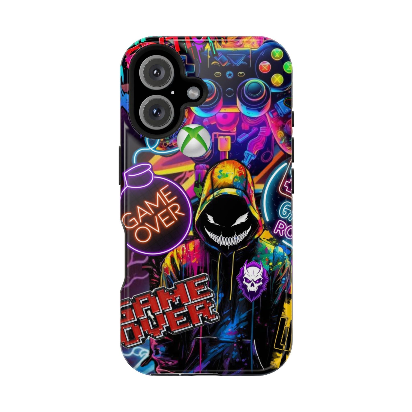 Vibrant Gaming Phone Case, Game Over Design, Impact-Resistant Case, Gamer Gift, Colorful Phone Accessory, Phone Protection