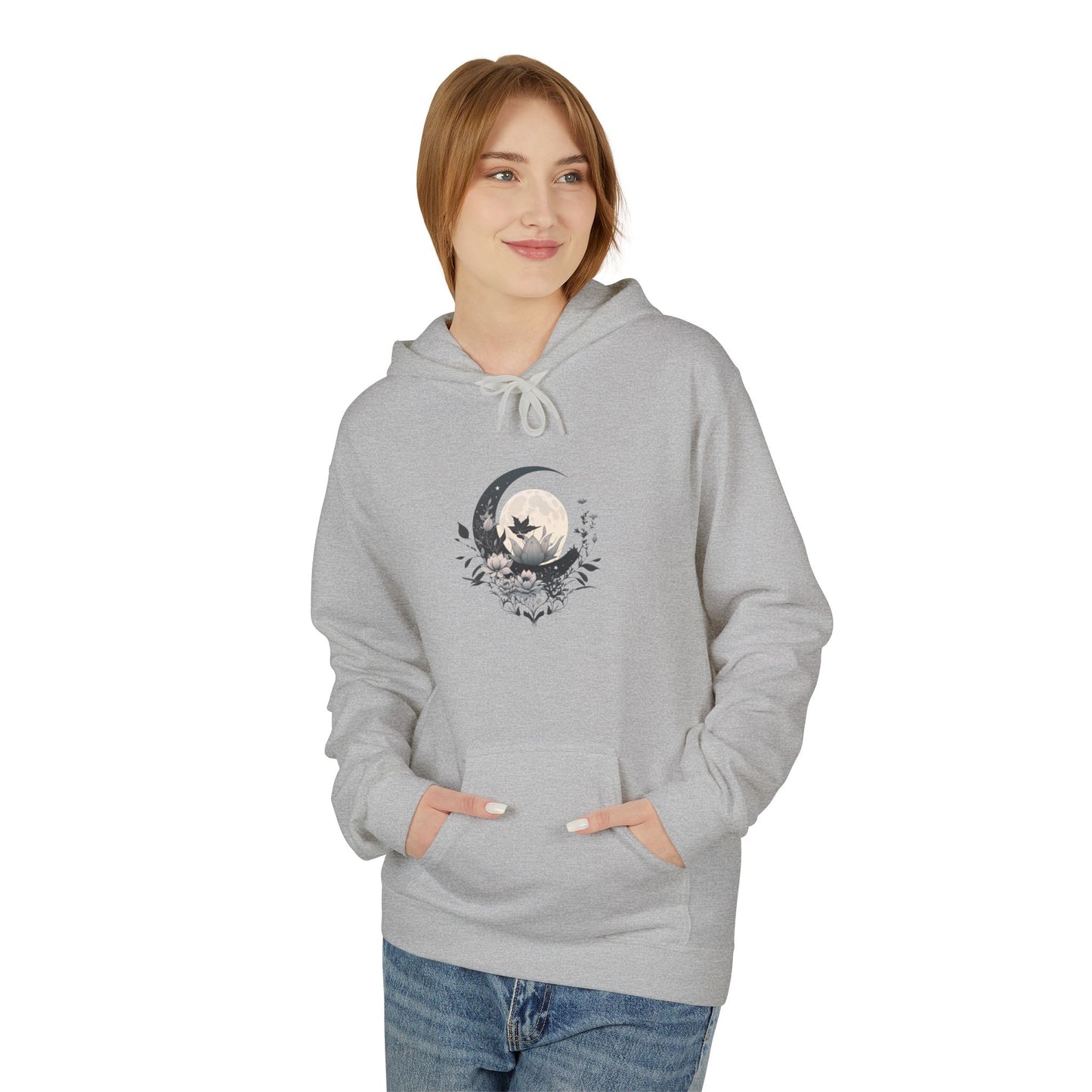 Moonlit Nature Fleece Hoodie - Soft, Cozy, Unisex, Great for Fall, Gift for Nature Lovers, Casual Wear, Warm Layer