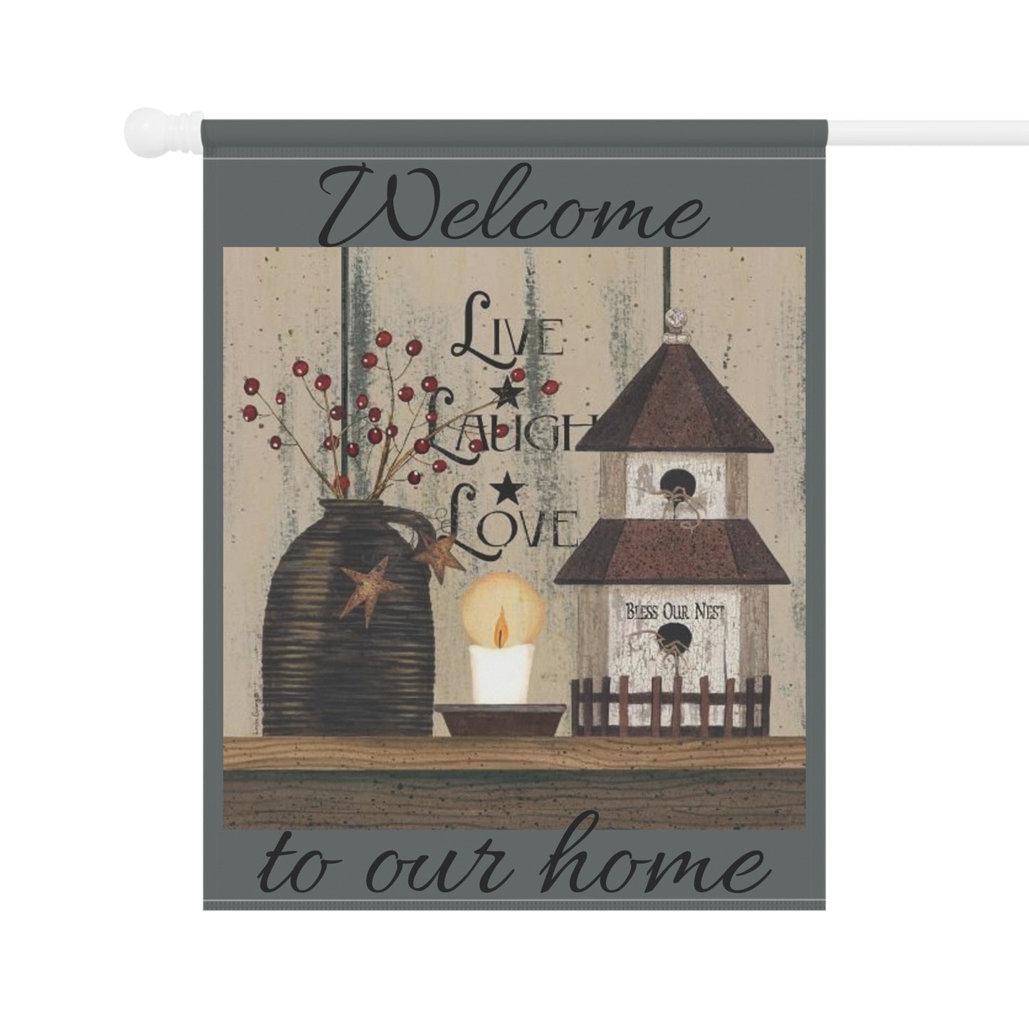 Welcome Home Garden Banner, Rustic Garden Decor, Housewarming Gift, Outdoor Wall Art, Seasonal Home Decoration