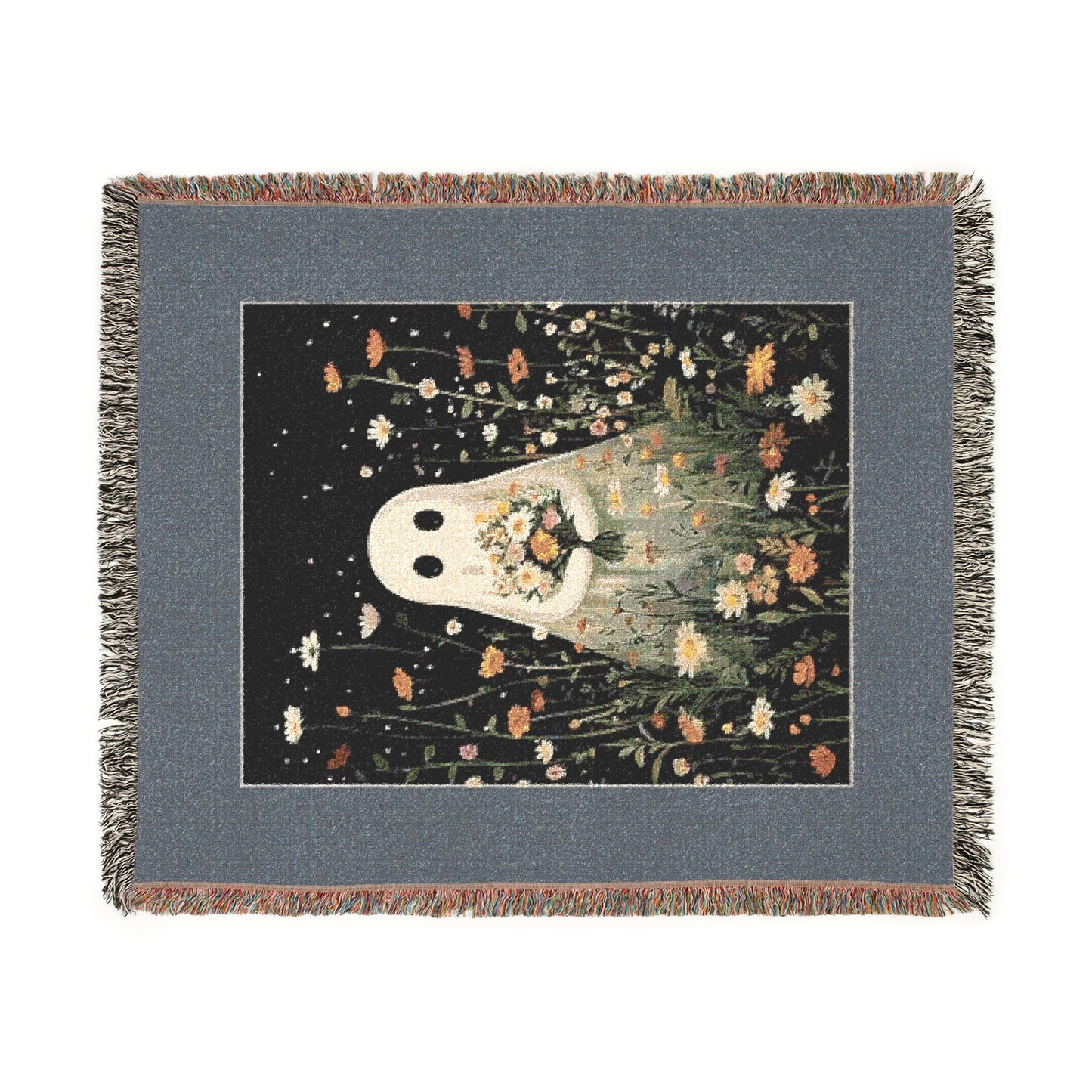 Cozy Woven Blanket, Floral Throw Blanket, Home Decor, Gift for All Occasions, Rustic Blanket, Boho Blanket