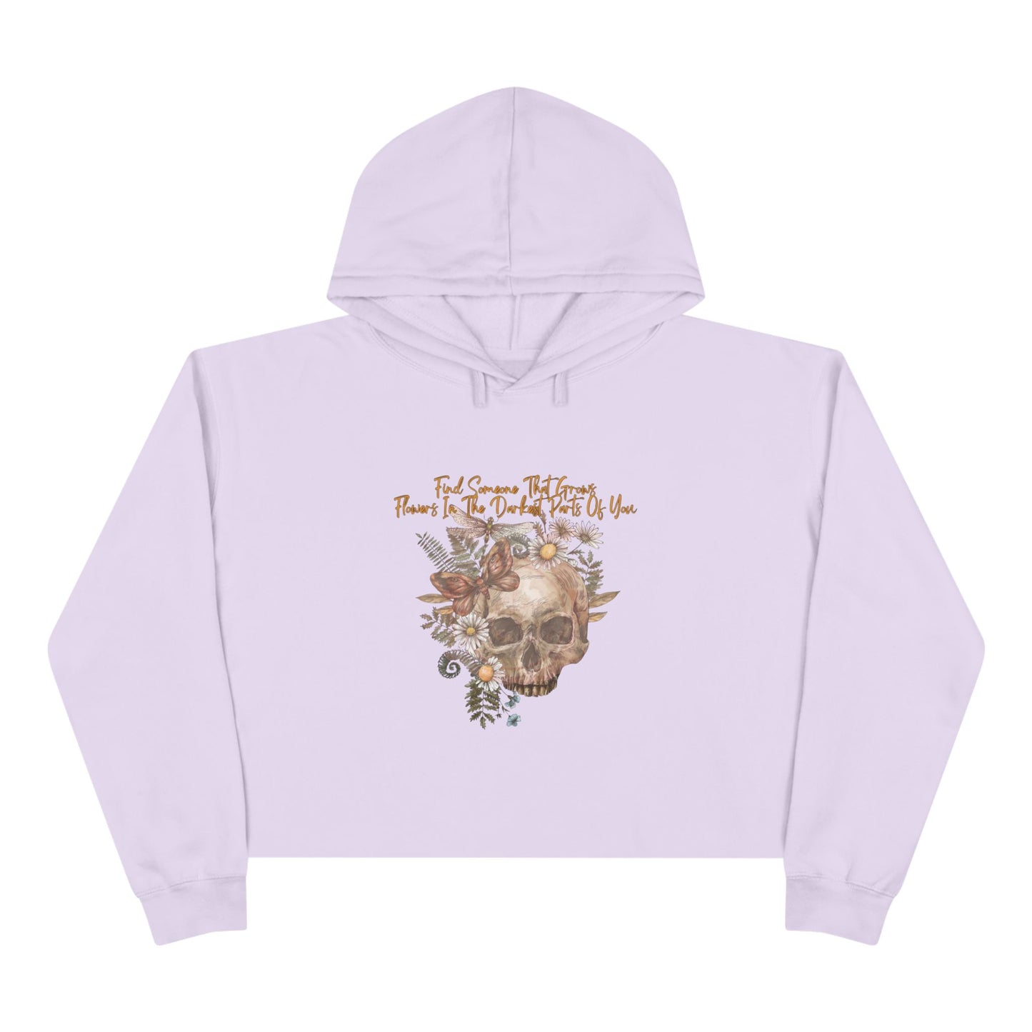 Floral Skull Crop Hoodie - Boho Chic Sweatshirt for Fall, Halloween, Gift for Her, Trendy Oversized Hoodie, Casual Wear