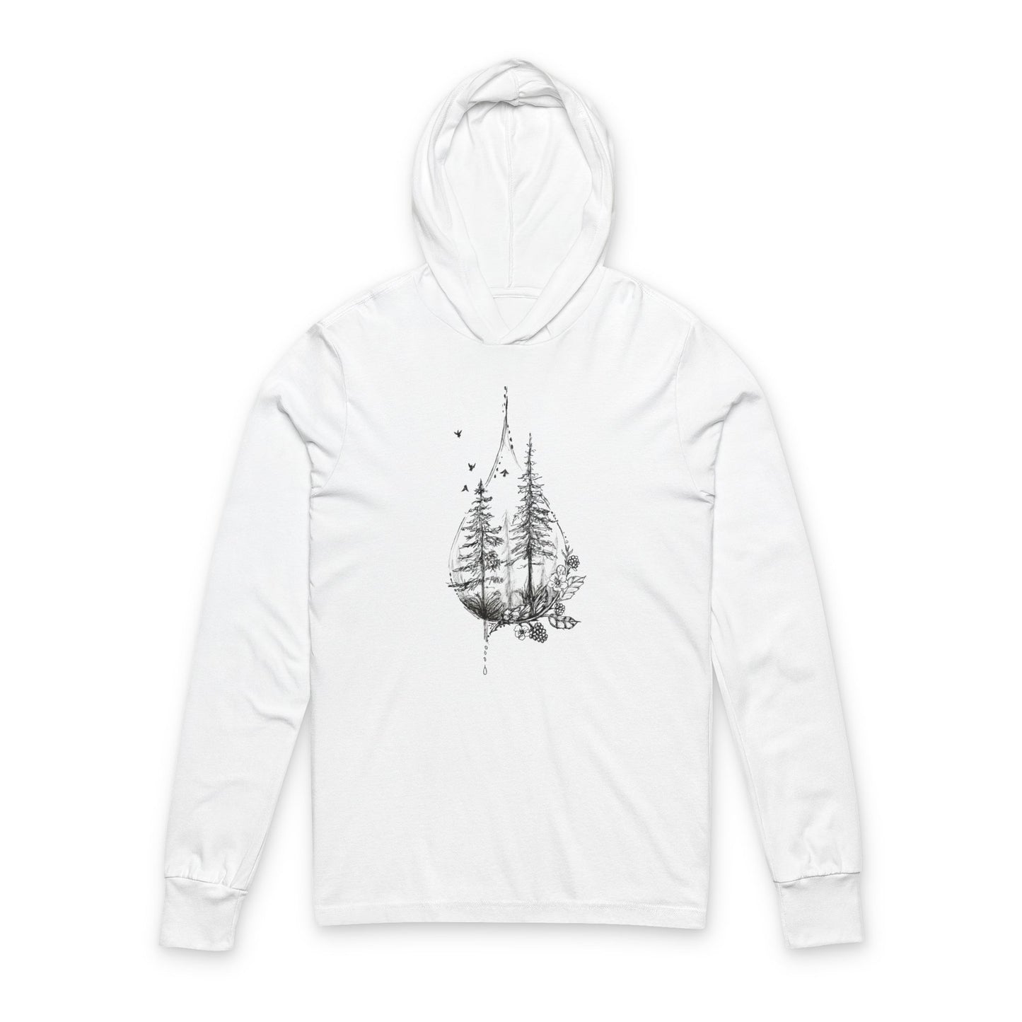 Nature-Inspired Unisex Hooded Long Sleeve Tee, Forest Graphic Tee, Cozy Outdoor Wear, Perfect for Camping and Hiking, Gift for Nature Lovers