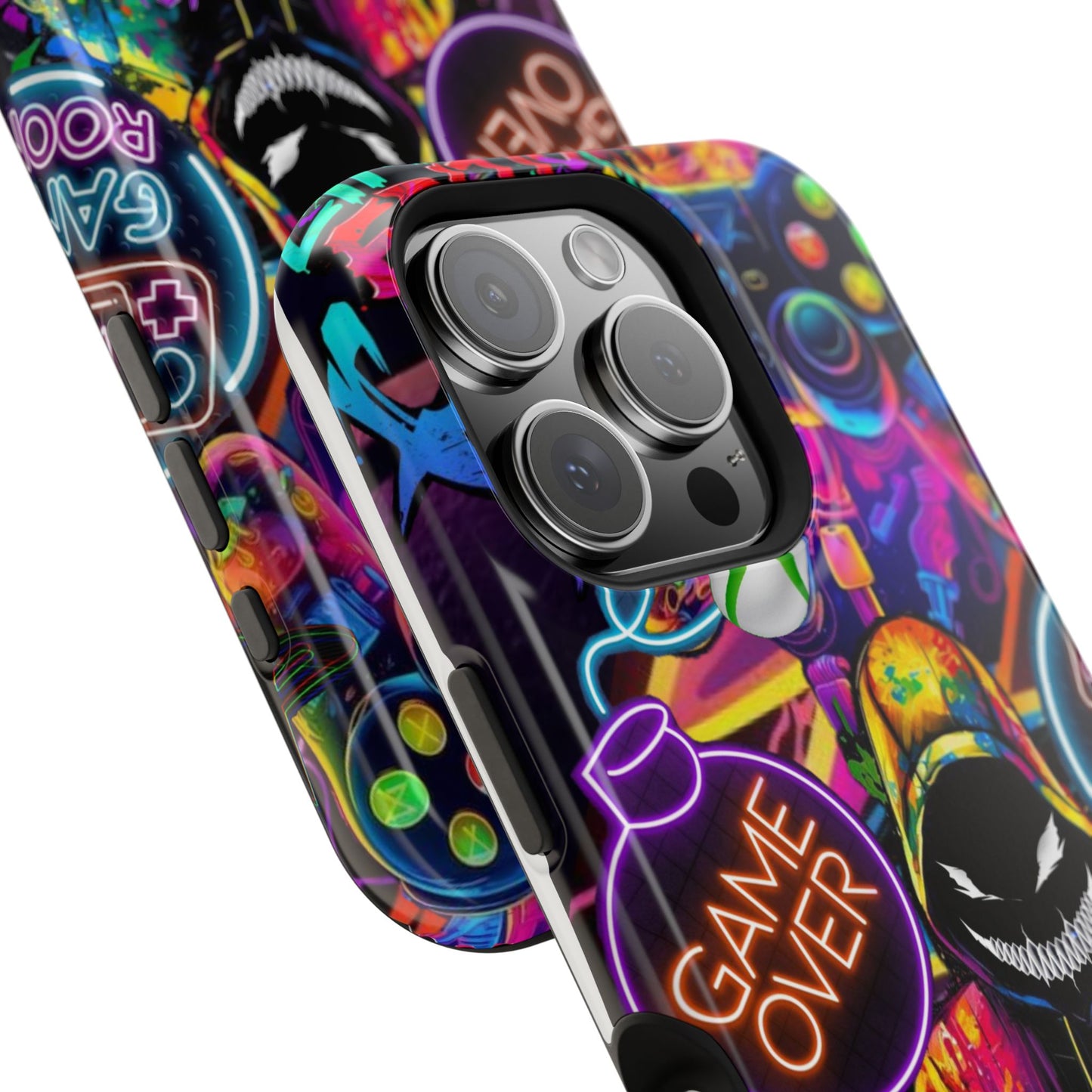 Vibrant Gaming Phone Case, Game Over Design, Impact-Resistant Case, Gamer Gift, Colorful Phone Accessory, Phone Protection