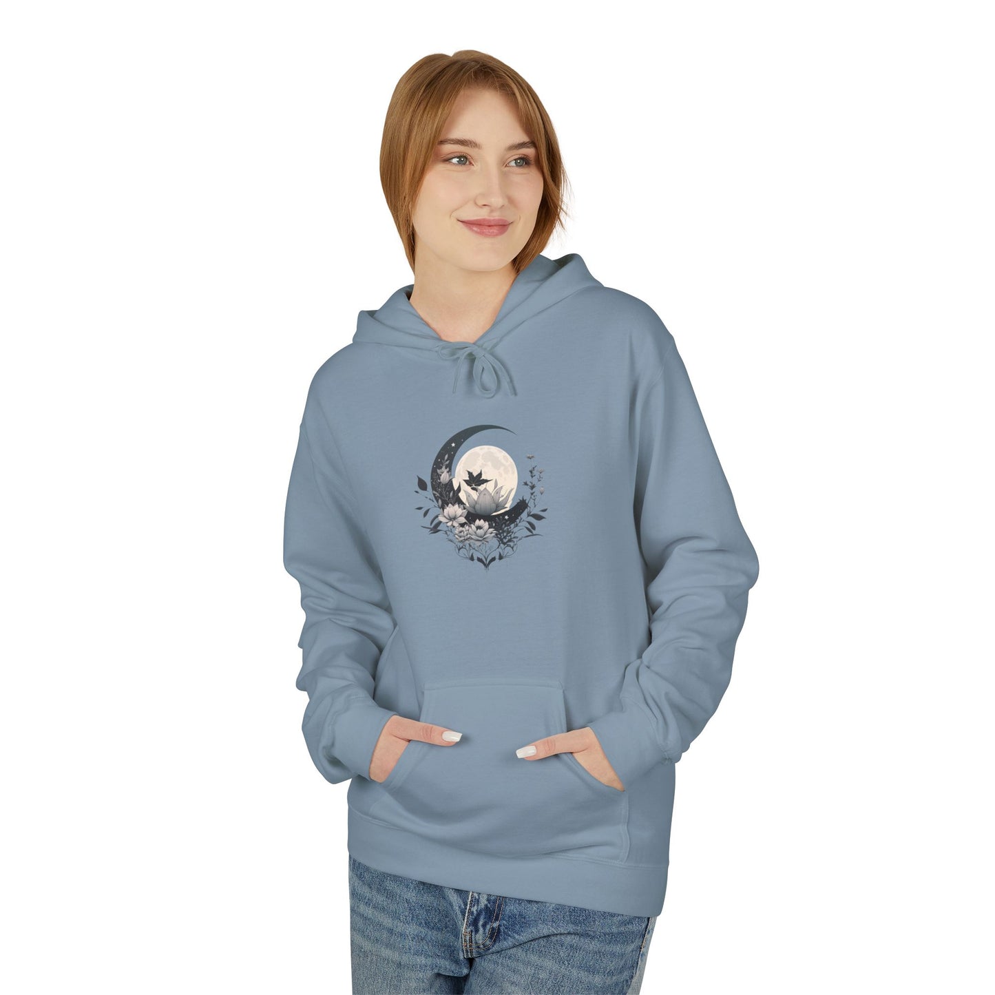 Moonlit Nature Fleece Hoodie - Soft, Cozy, Unisex, Great for Fall, Gift for Nature Lovers, Casual Wear, Warm Layer