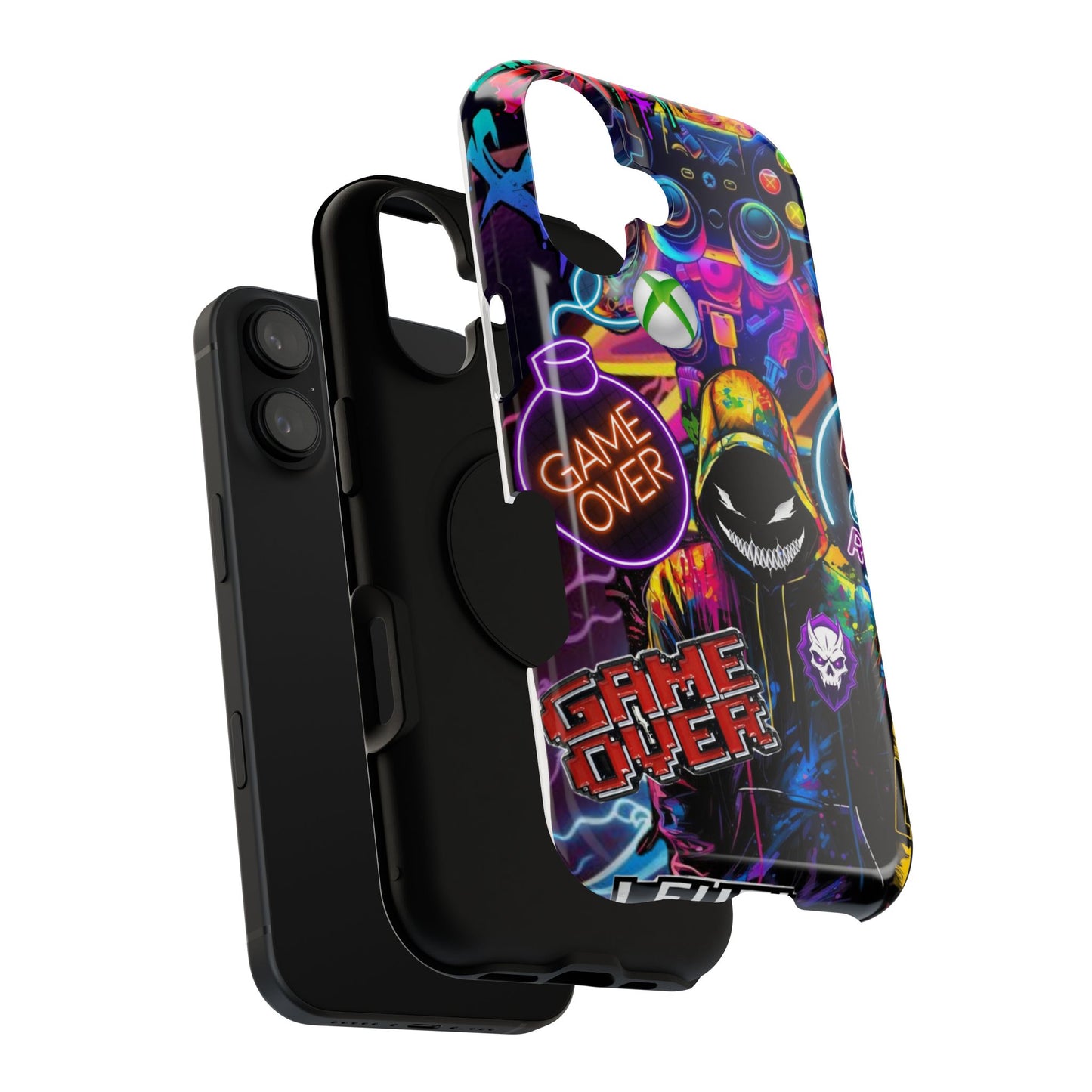 Vibrant Gaming Phone Case, Game Over Design, Impact-Resistant Case, Gamer Gift, Colorful Phone Accessory, Phone Protection