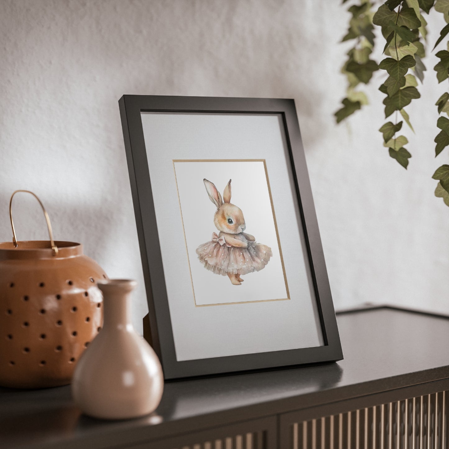 Cute Bunny Framed Poster | Adorable Wall Art for Nursery Decor, Kids Room, Birthday Gift, Easter Decoration, Unframed Option
