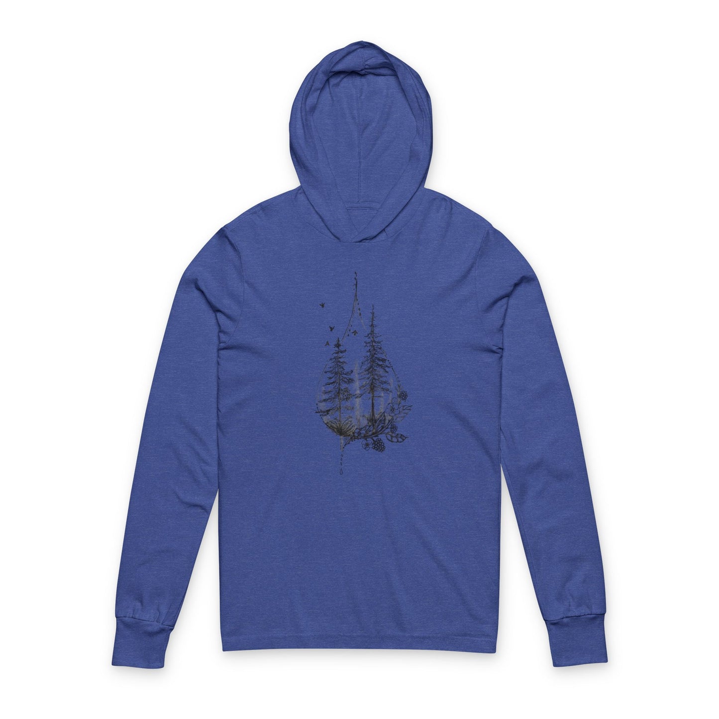 Nature-Inspired Unisex Hooded Long Sleeve Tee, Forest Graphic Tee, Cozy Outdoor Wear, Perfect for Camping and Hiking, Gift for Nature Lovers