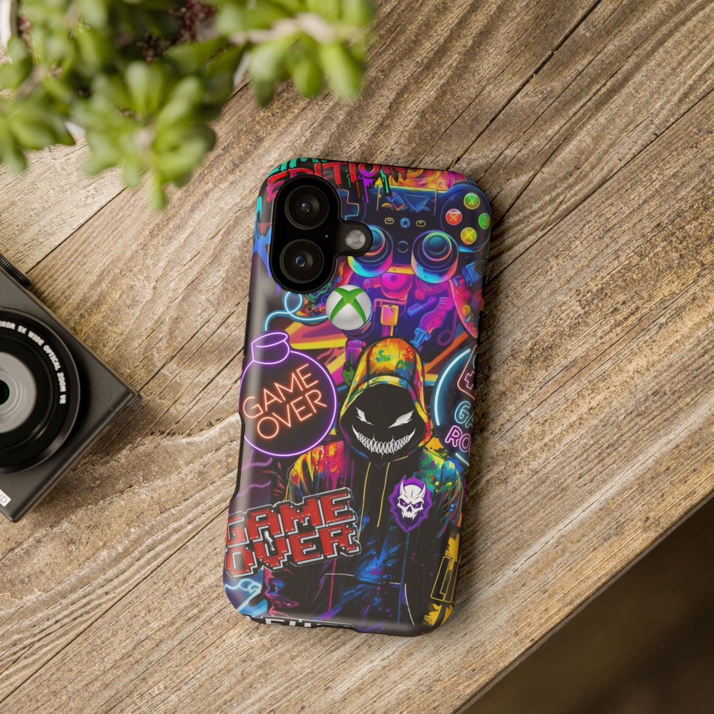 Vibrant Gaming Phone Case, Game Over Design, Impact-Resistant Case, Gamer Gift, Colorful Phone Accessory, Phone Protection