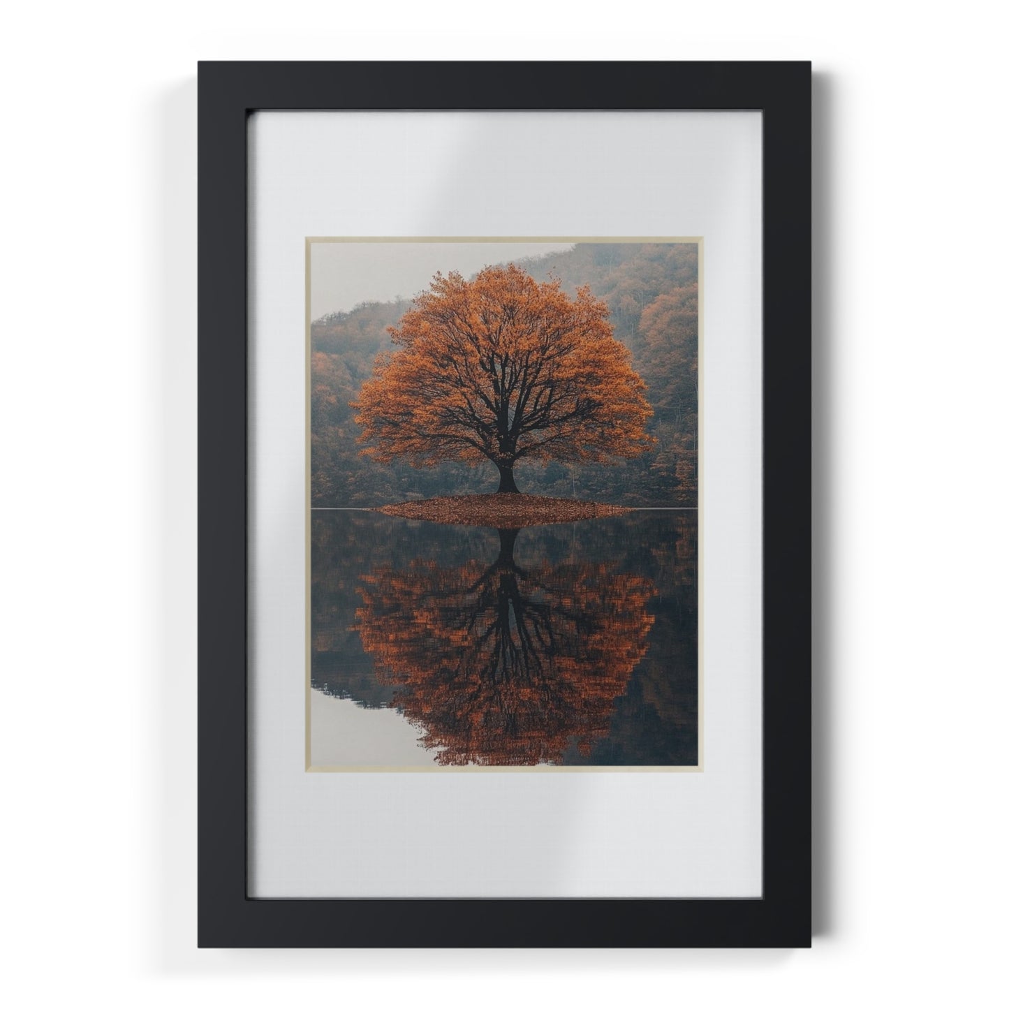 Elegant Black Framed Poster, Modern Wall Art, Home Decor, Autumn Tree Artwork, Gallery Style