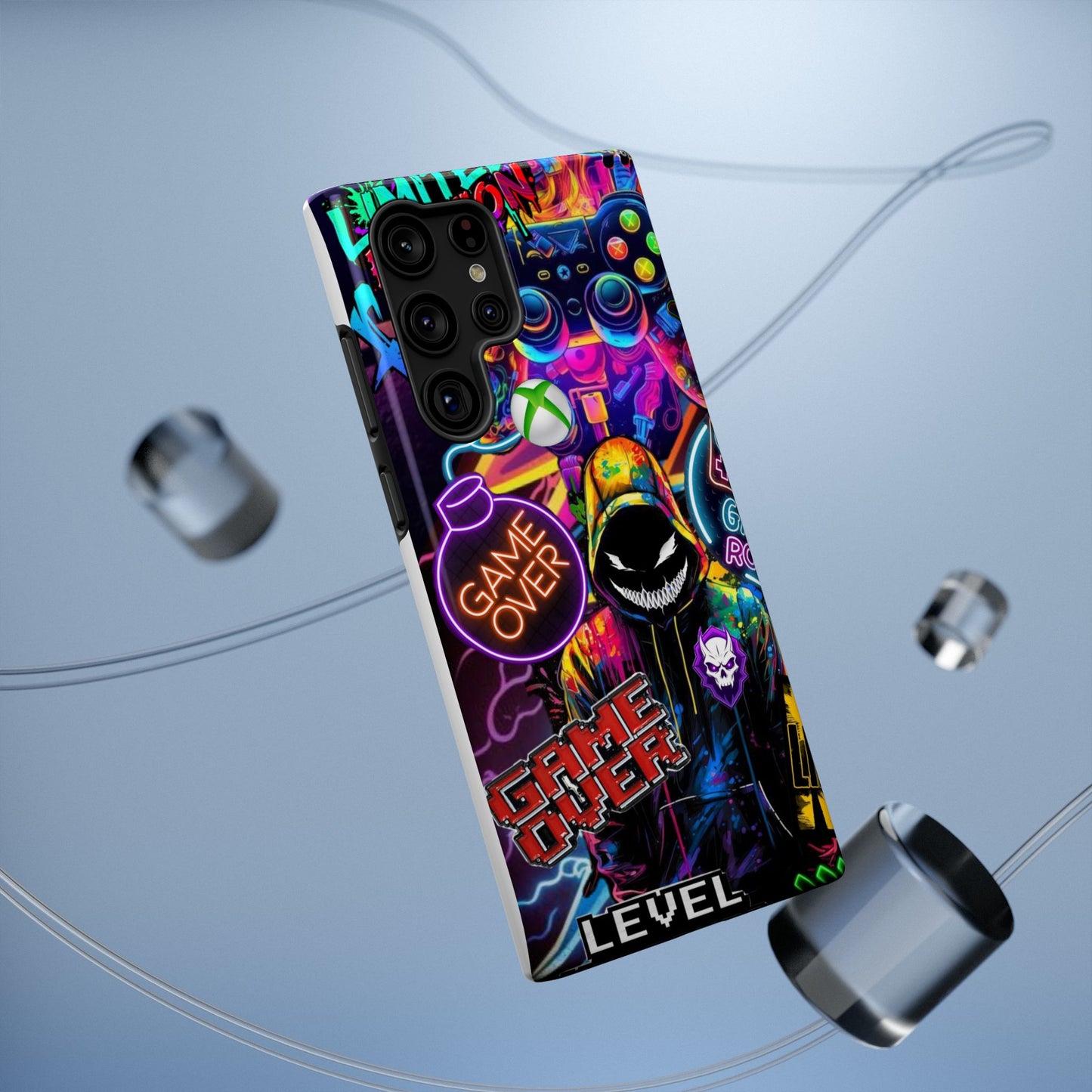 Vibrant Gaming Phone Case, Game Over Design, Impact-Resistant Case, Gamer Gift, Colorful Phone Accessory, Phone Protection