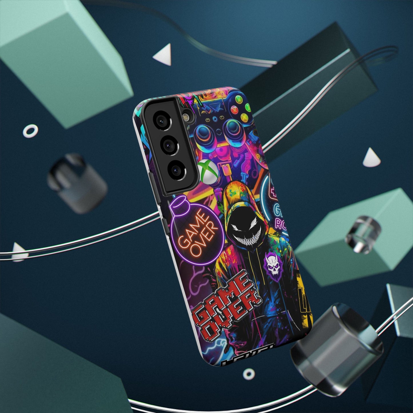 Vibrant Gaming Phone Case, Game Over Design, Impact-Resistant Case, Gamer Gift, Colorful Phone Accessory, Phone Protection