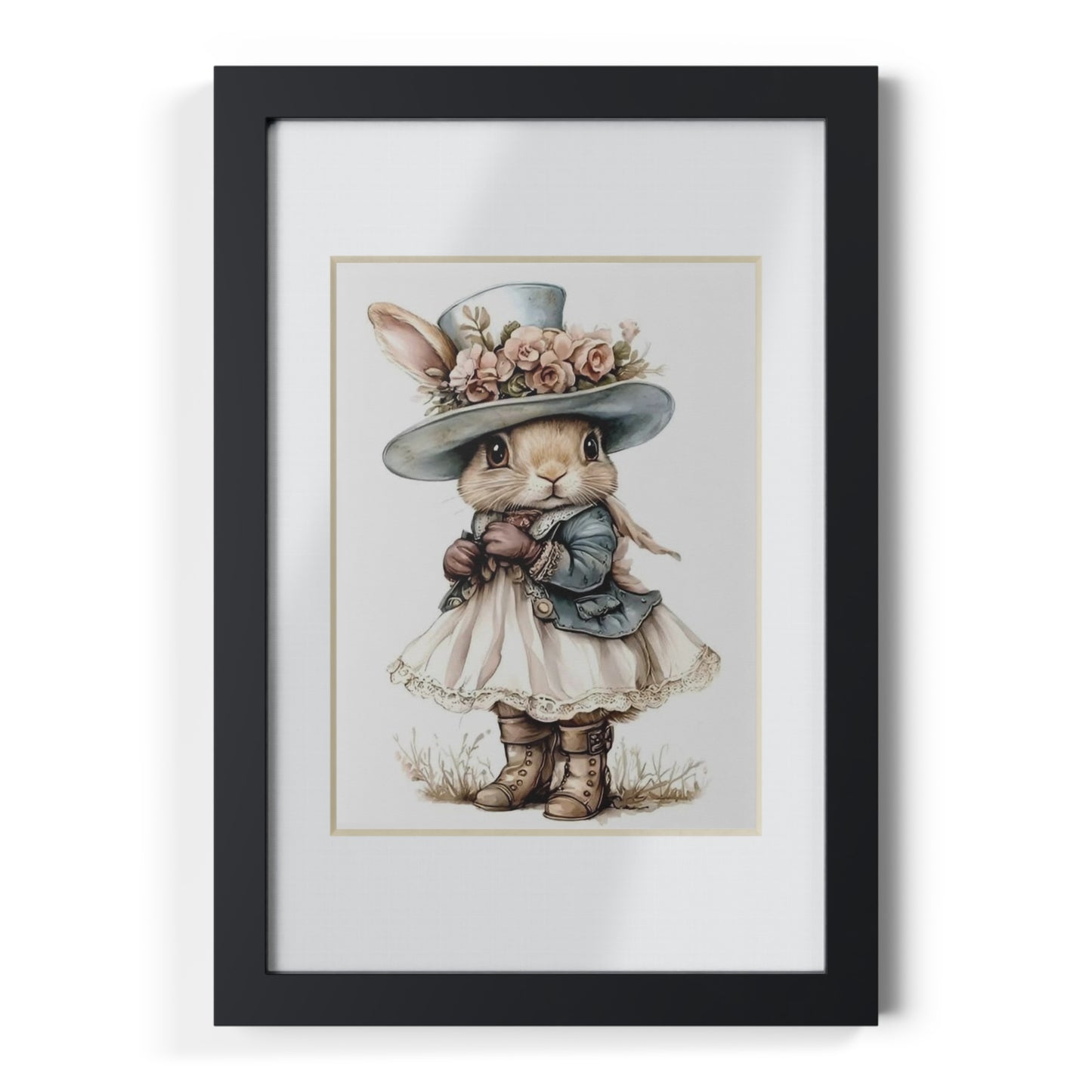 Whimsical Bunny Art Print, Framed Poster for Nursery Decor, Cute Animal Wall Art, Perfect Baby Shower Gift, Kids Room Decoration