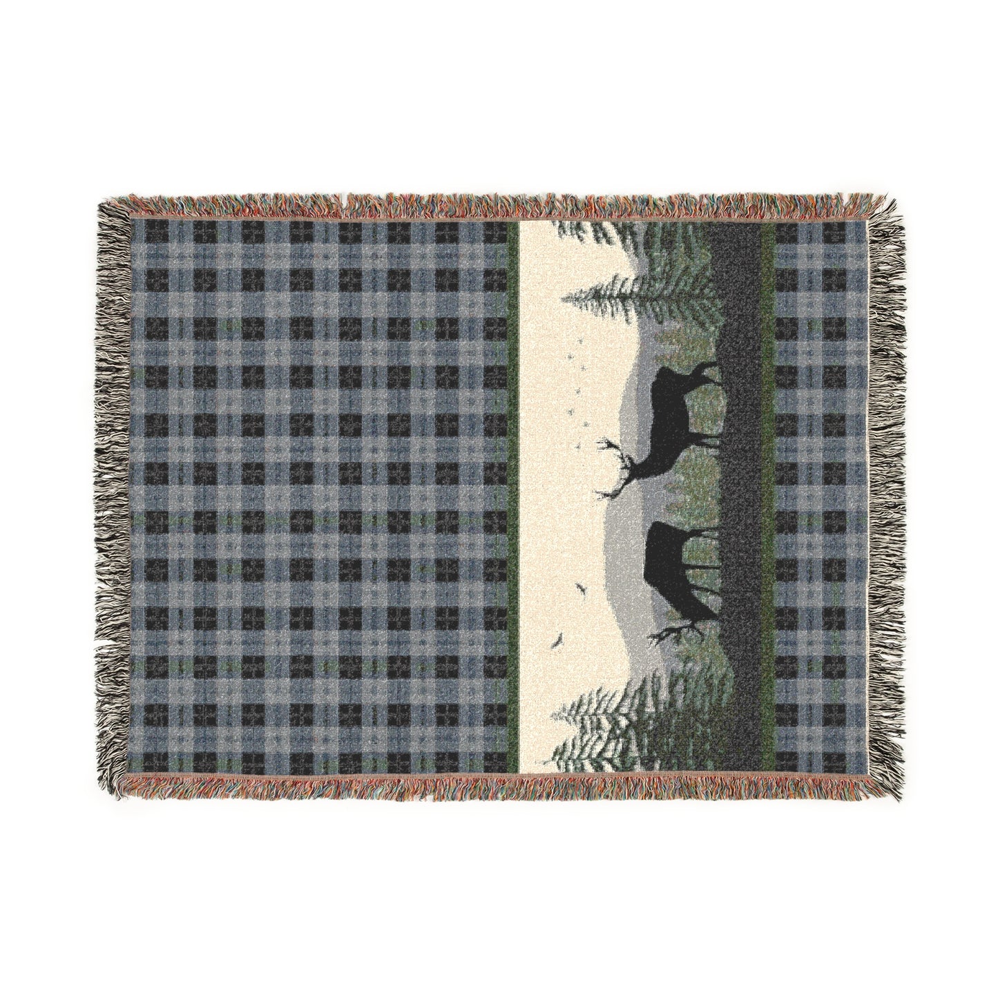 Cozy Outdoor Woven Blanket with Scenic Landscape Design
