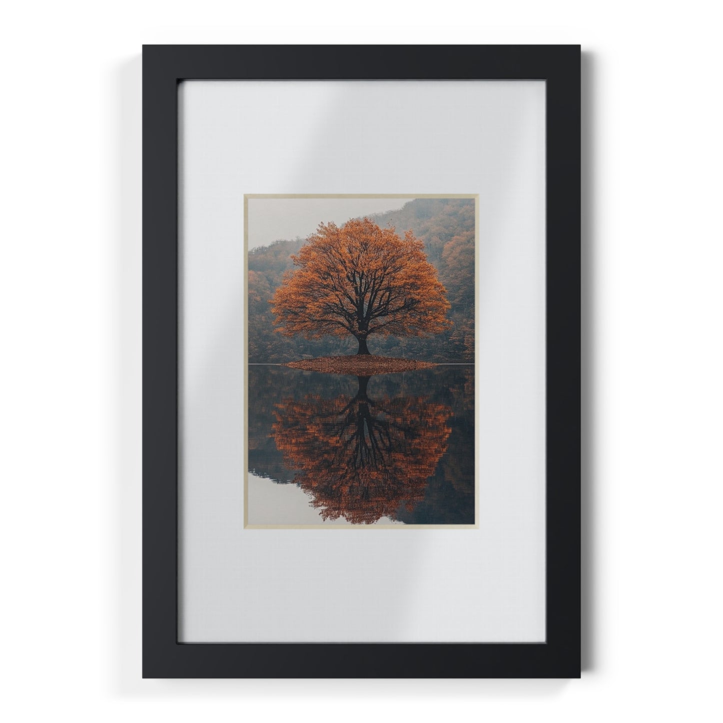 Elegant Black Framed Poster, Modern Wall Art, Home Decor, Autumn Tree Artwork, Gallery Style
