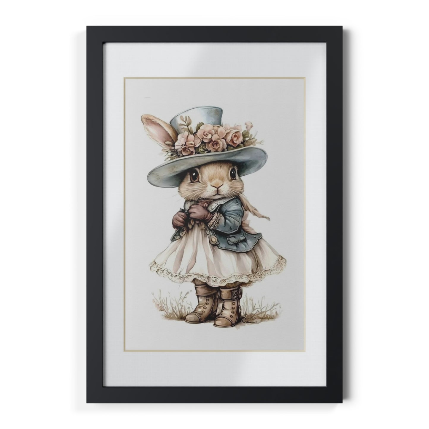 Whimsical Bunny Art Print, Framed Poster for Nursery Decor, Cute Animal Wall Art, Perfect Baby Shower Gift, Kids Room Decoration