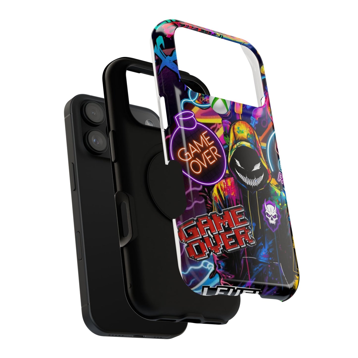 Vibrant Gaming Phone Case, Game Over Design, Impact-Resistant Case, Gamer Gift, Colorful Phone Accessory, Phone Protection