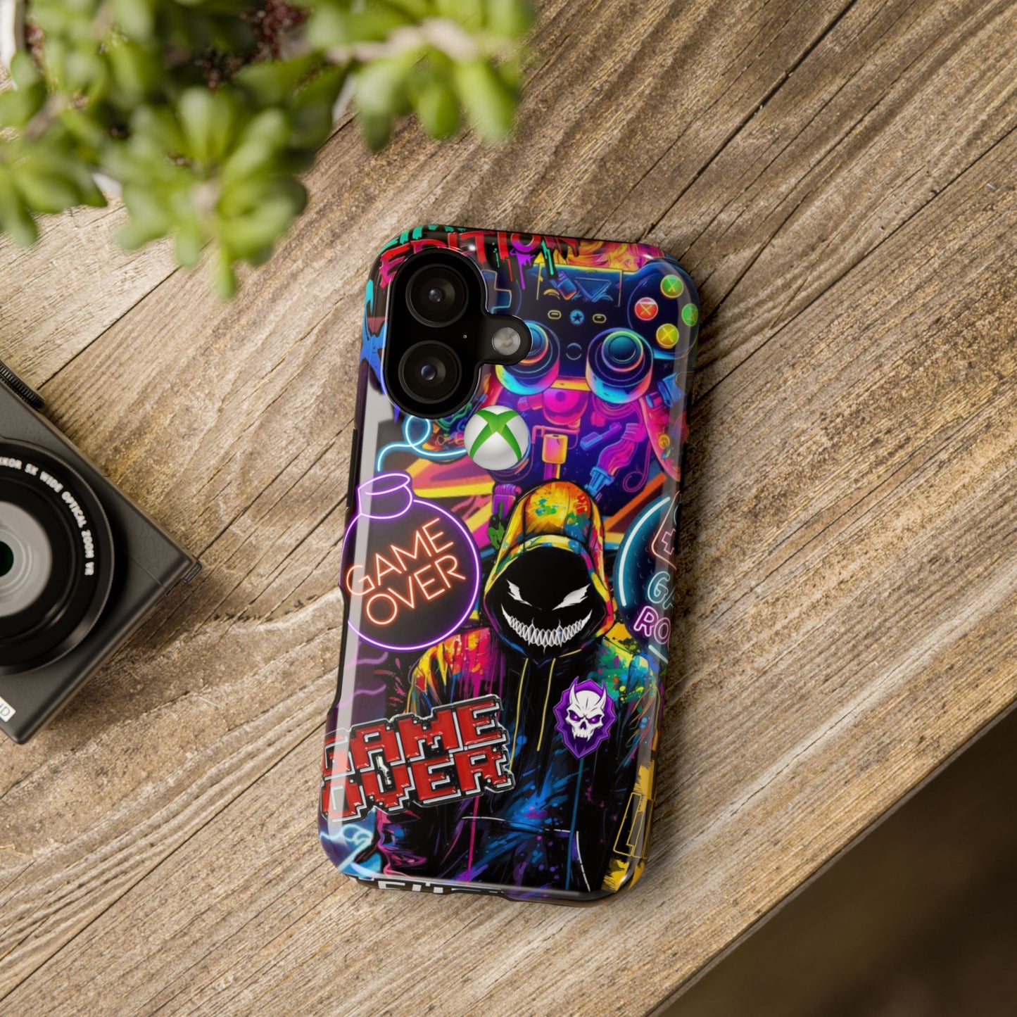 Vibrant Gaming Phone Case, Game Over Design, Impact-Resistant Case, Gamer Gift, Colorful Phone Accessory, Phone Protection