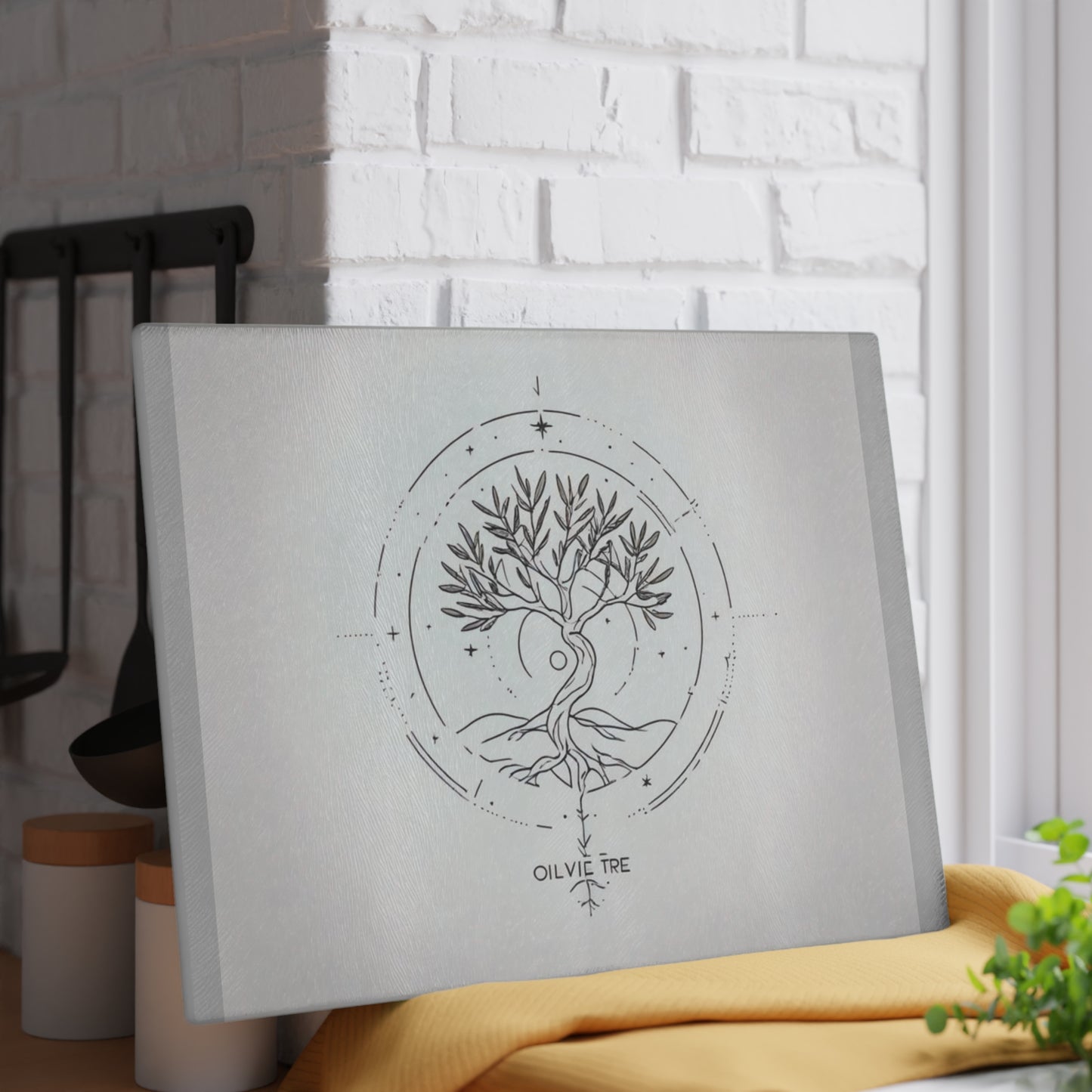 Elegant Glass Cutting Board with Tree of Life Design, Kitchen Decor, Wedding Gift, Housewarming Gift, Culinary Gift