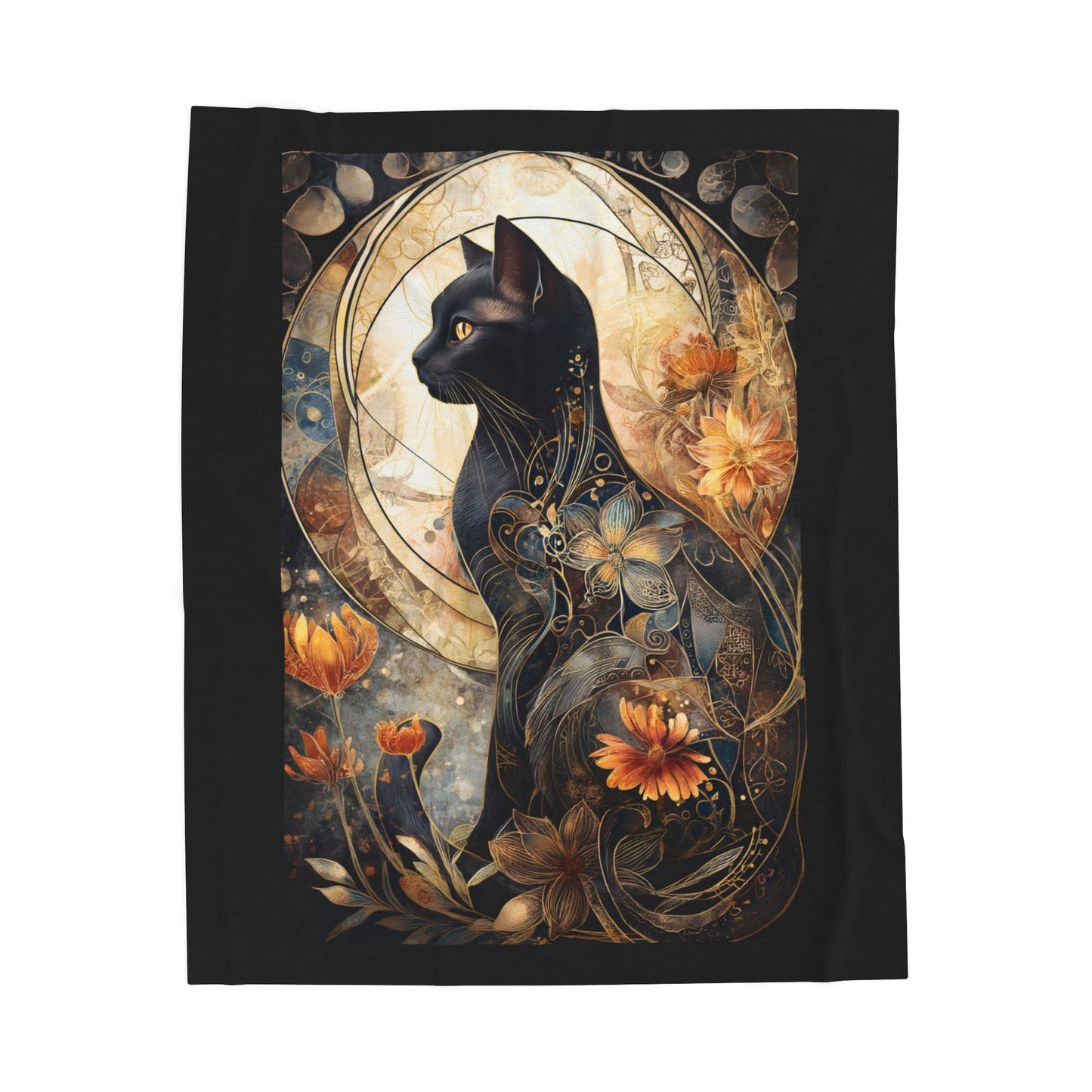 Mystical Cat Velveteen Plush Blanket | Cozy Throw for Pet Lovers, Cat Decor, Gift for Cat Lovers, Cozy Home Accent, Halloween Decor