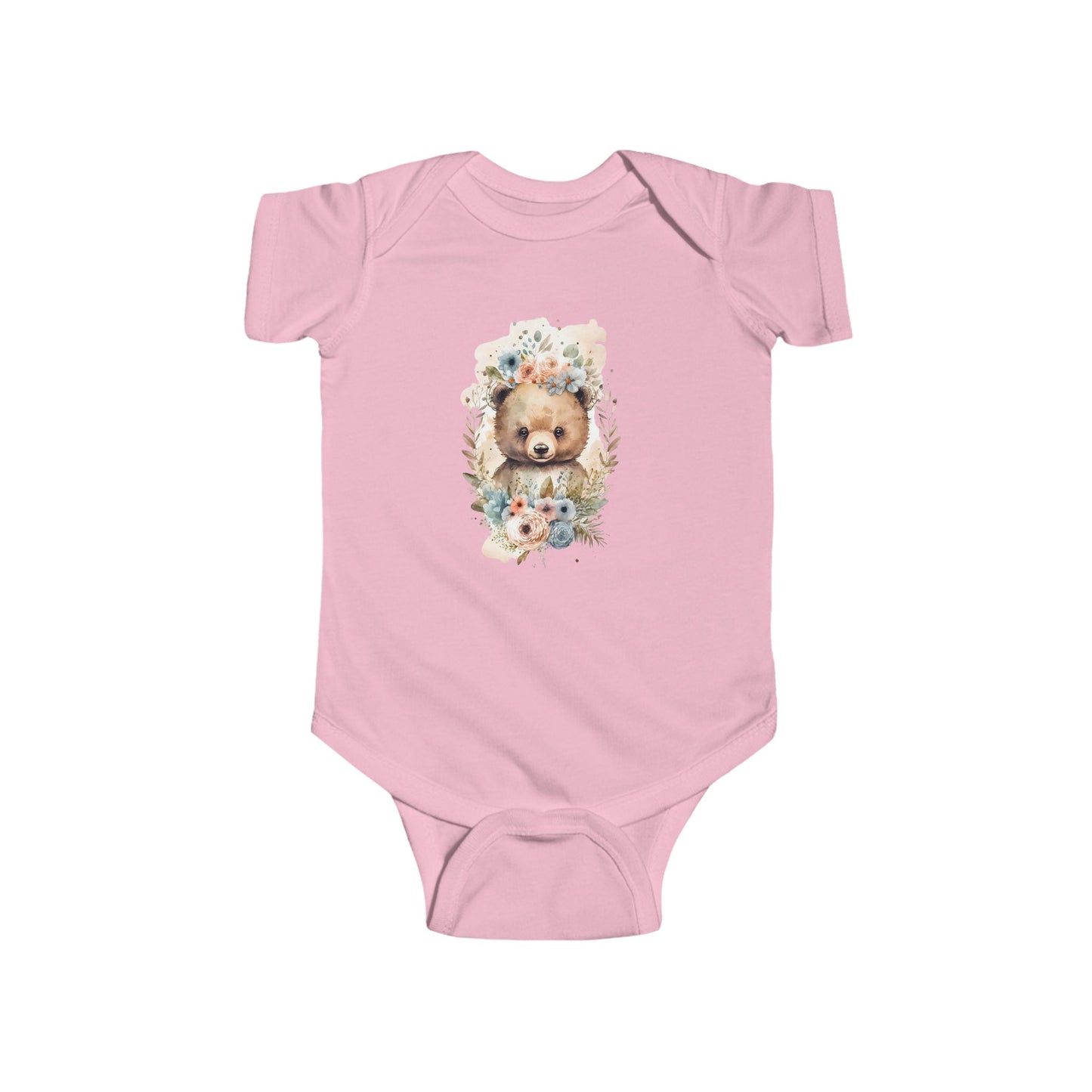 Cute Animal-Inspired Infant Bodysuit, Baby Shower Gift, Unisex Baby Clothes, Floral Bear Onesie, Newborn Outfit