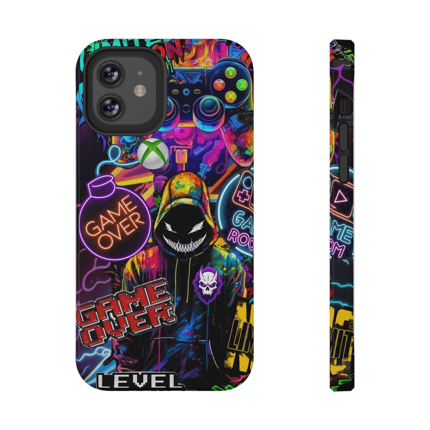 Vibrant Gaming Phone Case, Game Over Design, Impact-Resistant Case, Gamer Gift, Colorful Phone Accessory, Phone Protection