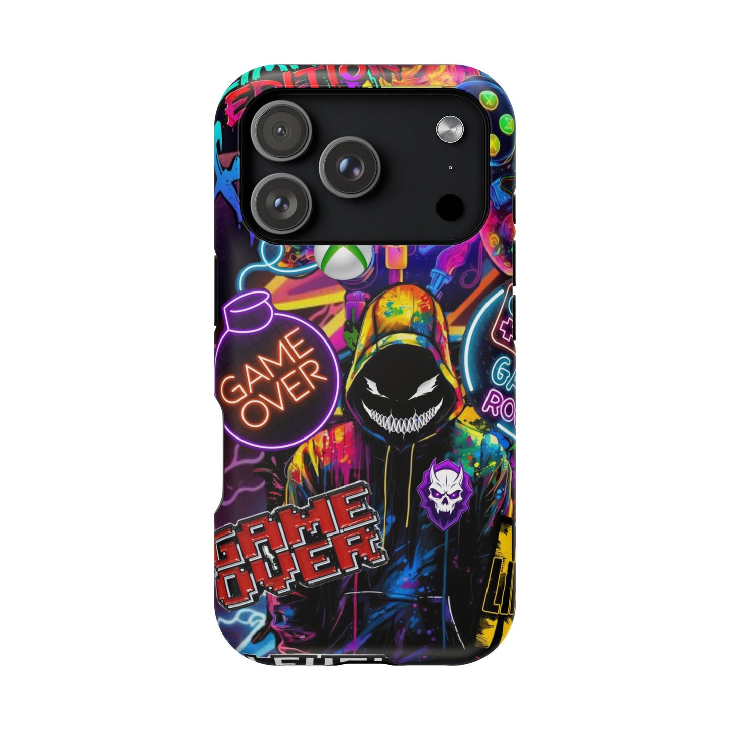 Vibrant Gaming Phone Case, Game Over Design, Impact-Resistant Case, Gamer Gift, Colorful Phone Accessory, Phone Protection