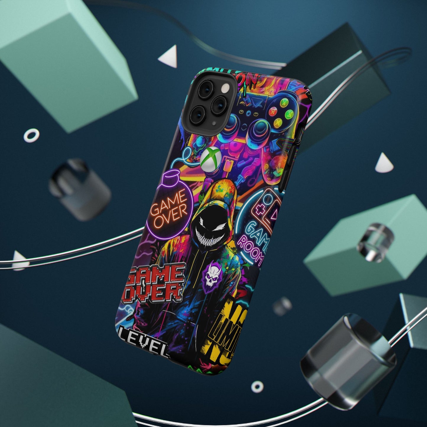 Vibrant Gaming Phone Case, Game Over Design, Impact-Resistant Case, Gamer Gift, Colorful Phone Accessory, Phone Protection